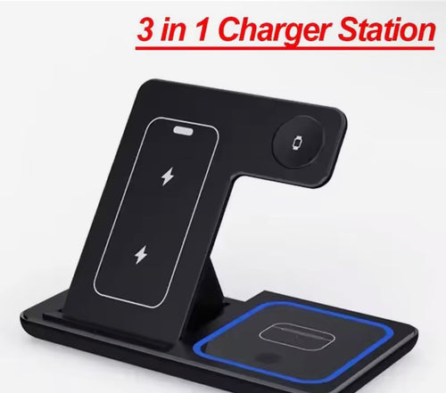 Foldable 3 in 1 30W Wireless Charging Station for iPhone 17 16 15 14 13 12 Pro Max iWatch 11 Airpods Pro Fast Charger Stand Dock